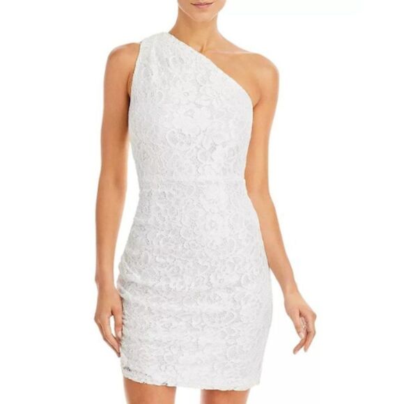 Sam Edelman Women's White One Shoulder Lace Mini Dress Size 6 - Picture 1 of 8